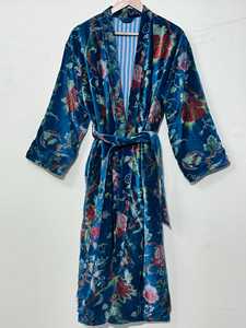 Velvet Cotton Animal Print <b>Kimono</b> Robe <b>Plus</b> <b>Size</b> High Quality Luxury with Drawstring Closure Soft Breathable Unisex - Product Image 5
