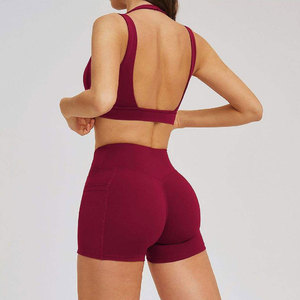 2026 Wholesale Solid Seamless 2-Piece Women Activewear Set Sports Bra Shorts Gym Yoga OEM Custom Logo <b>Crystal</b> Four-Way Stretch - Product Image 3