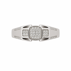 925 Sterling Silver <b>Mens</b> Square Cluster Diamond <b>Ring</b> High Polish Geometric Design Wedding Party Daily Wear Fine Jewelry Gift <b>for</b> - Product Image 2