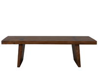 Table basse rectangulaire moderne en bois d'acacia massif avec plateau en acacia et pieds en bois inclinés, idéale pour la maison, le bureau ou l'appartement
