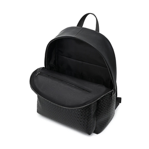 Minimalist Black Microfiber <b>Laptop</b> <b>Backpack</b> With Diamond Lattice Pattern Zipper Closure Unisex Softback 20-39L Water Resistant - Product Image 1