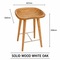 Soldes : 50 % de réduction sur le tabouret de bar en chêne massif avec siège sculpté et repose-pieds en métal, chaise de comptoir moderne, tabouret de bar en bois massif