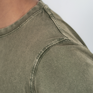 T-shirt gris pour homme, 100 % coton peigné, manches courtes, tissu doux, anti-plis, effet délavé, épaules tombantes - Product Image 6