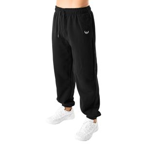 Pantalon de jogging noir oversize pour homme en molleton doux, coupe décontractée, pour entraînement, gym, sport et tenue décontractée - Product Image 1