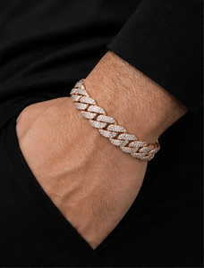 Premium iced out Cuban link bracelet solid 18K rose <b>gold</b> <b>set</b> lab grown diamonds bold design secure box clasp timeless - Product Image 6