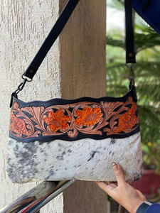 Nouveau Western élégant usiné cheveux sur cacher la fourrure en cuir sac à bandoulière femmes fabriqués à la main en cuir usiné Mini bandoulière côté sac à bandoulière - Product Image 2