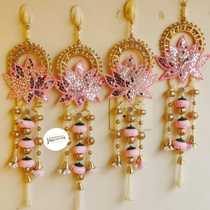 Beautiful Pink Lotus Mirror <b>Wall</b> Hanging Handmade Beaded Lotus Decor Luxury Home Entrance Festival Decoration Aesthetic Corner - Product Image 2