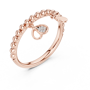 Ensemble de bagues pour femme en or rose 18 carats plaqué rhodium, avec breloques cœur et diamants de laboratoire minimalistes, pour fiançailles, soirée, Saint-Valentin, cadeau glamour - Product Image 2
