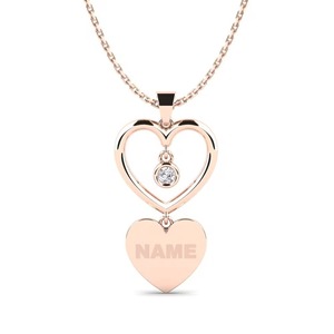 Colgante de Corazón de Plata 925 con Moissanita y Dije de Diamante, Joyería Romántica Personalizada con Nombre para Mujer - Product Image 1