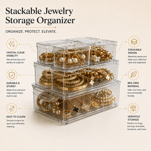 Transparent Jewelry <b>Storage</b> Bins <b>for</b> Vanity, <b>Dressing</b> <b>Table</b>, Wardrobe & Drawer Organization - Product Image 5