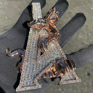 Colgante Hip Hop de Moissanita con Nombre Personalizado, Plata de Ley 925, Corte Brillante Redondo, Unisex - Product Image 3