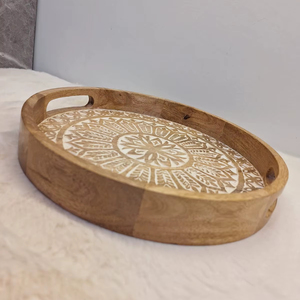 Nouveauté : Plateau rond en bois de luxe, création antique, best-seller pour la décoration intérieure et extérieure de Noël, élégant et pratique - Product Image 4