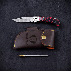 A&M ENTERPRISES Premium Industrial Grade Damascus Steel Drop Point Folding <b>Knife</b> Resin Handle Leather Cover <b>Sharpening</b> <b>Knife</b> - Product Image 1