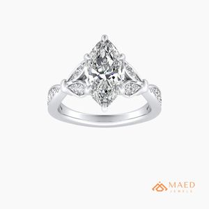 Bague en argent sterling 925 avec moissanite taille marquise, élégante et luxueuse, pour mariage, fiançailles, promesse, bijoux pour femme, usage quotidien - Product Image 1