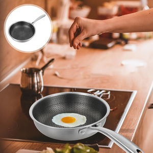 Poêle à frire élégante en acier inoxydable avec technologie antiadhésive professionnelle, grande capacité de cuisson, poignées rivetées durables - Product Image 6