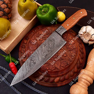 Couteau de chef professionnel en acier Damas de qualité industrielle, manche intégral, bois + époxy, ambidextre, 8 pouces - Product Image 6