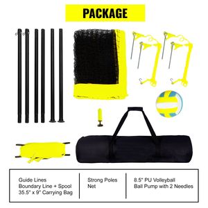 Set Professionale Portatile da Pallavolo per Esterni con Pali in Acciaio Regolabili in Altezza e Sistema di Rete con Pompa in PVC per Campi - Product Image 6