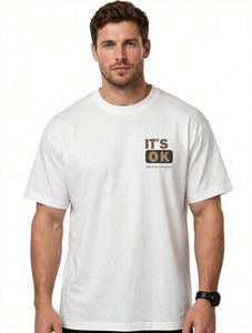 T-shirt bianca a maniche corte <span class=keywords><strong>da</strong></span> <span class=keywords><strong>uomo</strong></span> di Oneten Apparel con stampa It's Ok Sign e scollo a O - Product Image 1