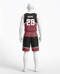 Ensemble de maillots de basket-ball personnalisés, noir et rouge, col en V, sans manches, séchage rapide, uniforme athlétique pour hommes avec numéro 28 et impression d'équipe - Product Image 6