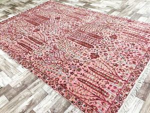 Alfombra de Lana Suave con Diseño Tradicional Rojo, Hecha a Mano, para Dormitorio o Sala de Estar, Acabado Elegante - Product Image 3