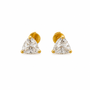 Pendientes de Oro Sólido de 18 Quilates con Moissanita de Corte Trillón, Ligeros, para Mujer, Acabado Pulido, Minimalistas, para Bodas y Fiestas, Marca Namivaa - Product Image 2