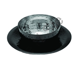 Vente en gros, bol à doigts avec soucoupe à paroi unique, martelage, acier inoxydable noir, restaurant, service alimentaire, vaisselle personnalisée - Product Image 1