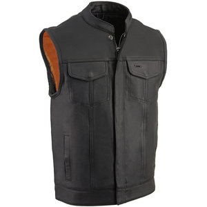 Chaleco de Motociclismo Samroz Sports, de Cuero Genuino, Personalizado, Casual, con Cierre de Cremallera en V, Precios Económicos al por Mayor, Transpirable, para Hombre - Product Image 1