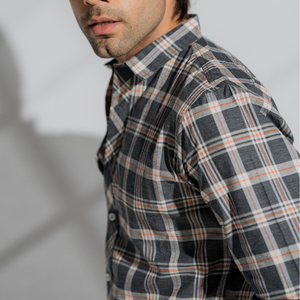 Chemise décontractée à carreaux pour homme, manches longues, col rabattu, respirante, 100% coton, pour l'automne - Product Image 6