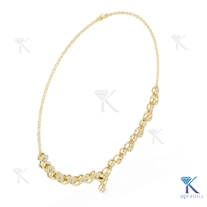 Collar llamativo de oro macizo de 14K/18K con diamantes cultivados en laboratorio, diseño de círculo pavé y gota abierta, joyería para mujer para aniversario o boda - Product Image 6