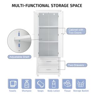 Tall Two-Drawer <b>Storage</b> <b>File</b> Cabinet for Bathroom or Office Use - Product Image 4