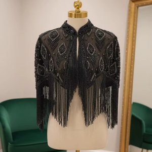 Poncho de Lentejuelas Bordado a Mano de Alta Calidad, con Flecos Largos, Blusa Multiusos, Suministro ODM, Precio Económico - Product Image 1