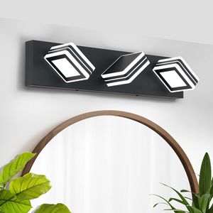 Applique murale LED moderne 3 lumières noir mat pour salle de bain avec abat-jour en acrylique, éclairage haut et bas - Product Image 1