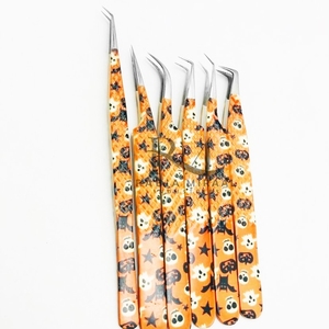 Pince à épiler en papier orange pour Halloween, revêtement argenté, lot de 6 pointes différentes, avec support de rangement blanc, 6 pièces - Product Image 5