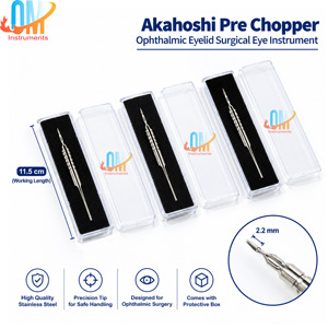 มีดตัดเปลือกตาแบบมืออาชีพ Akahoshi Pre Chopper ขนาด 11.5 ซม. ความหนา 2.2 มม. ชุดเครื่องมือผ่าตัดตา 3 ชิ้น ผลิตจากเหล็กกล้าไร้สนิมเยอรมัน |   OLDMED - Product Image 1