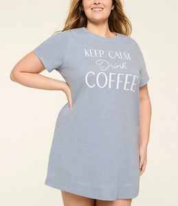 Vestido de dormir térmico de verano para mujer, talla grande, 100% algodón, manga corta, cuello redondo, ajuste holgado, largo hasta la rodilla, con estampado de letras - Product Image 2