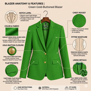 Chaqueta Blazer Personalizada HMR Verde Bordada con el Logo de Alpha Kappa para Mujeres de la Hermandad |   Blazer Personalizado con Bordado de Alpha Kappa Soror para Mujer - Product Image 6