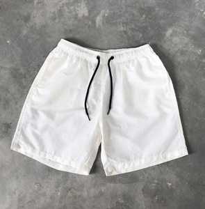 Shorts Bermuda en Coton Oxford Blanc pour Homme, Taille Élastiquée avec Cordon, Couleur Unie, Coupe Décontractée, Taille Mi-Haute, Respirant, Tissé - Product Image 1