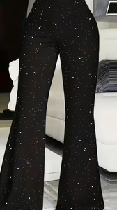 Hardhoodi Interination Women High Elastic Waist <b>Cow</b> <b>Print</b> <b>Flare</b> Pants Full Length Sporty Trousers Pockets All Seasons - Product Image 4