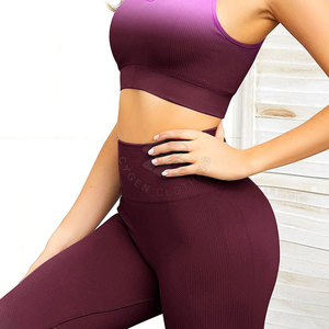 Conjunto Deportivo de Yoga, Transpirable, de Secado Rápido, con Sujetador Deportivo y Leggings de Cintura Media con Logotipo Frontal, para Gimnasio, Ejercicio y Práctica de Yoga - Product Image 3