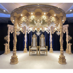 Mandap de Madera Tallado para Bodas Gujarati de Lujo, Diseños Elegantes, Mandap Circular para Bodas Indias, Lagna Vedika, Mandap de Madera - Product Image 1