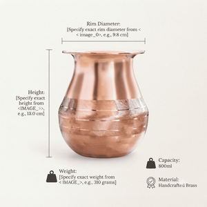 Pot en laiton artisanal, récipient traditionnel indien pour la Pooja, décoration de temple domestique, cérémonie de Puja, rituel de mariage, cadeau spirituel - Product Image 4