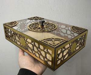 Caja de Madera de Lujo para Chocolates con Tapa Acrílica, Diseño con Patrón Árabe, Organizador de Regalos Premium para Decoración del Hogar - Product Image 5