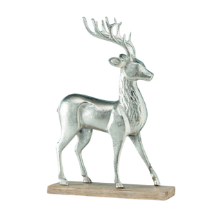Escultura Minimalista de Árbol de Navidad de Metal con Base de Madera, Adorno de Mesa de Aluminio Plateado para Decoración Navideña del Hogar u Hotel - Product Image 3