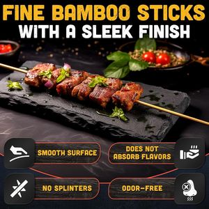 ไม้เสียบไม้ไผ่ขนาด 5 มม. ยาว 36 นิ้ว จำนวน 50 ชิ้น สำหรับย่างสเมอร์สและมาร์ชเมลโลว์ ใช้กับเตาไฟสำหรับปิ้งย่างและบาร์บีคิว - Product Image 3
