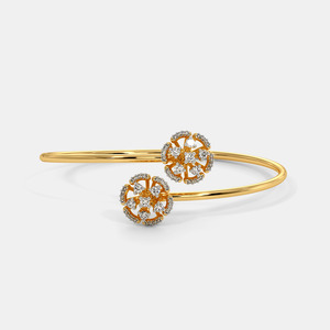 Brazalete Abierto de Oro con Roseta Floral y Diamantes - Product Image 5