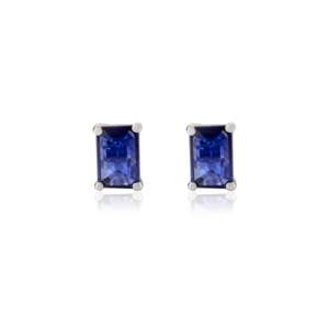 14K Gold Dainty <b>Blue</b> Sapphire Prong Set <b>Stud</b> <b>Earrings</b> - Product Image 3