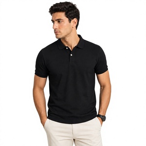 Polo de Manga Corta Azul Marino para Hombre, Color Sólido, Cierre de Botones, Corte Regular, 100% Algodón Piqué, Antiarrugas - Product Image 6