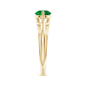 Bague solitaire ronde en pierre précieuse verte pour femme avec sertissage moderne à griffes fendues en or 10K 14K 18K et argent 925 935 - Product Image 3