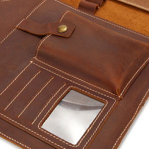 Customized Brown Leather Portfolio Organizer <b>A4</b> Document <b>Folder</b> Card Holder Resume File Case - Product Image 6