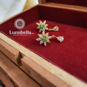 Fashion Drop Earrings Floral Stud Design - Product Image 1